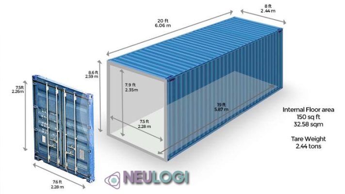 Kích thước tiêu chuẩn của container 10, 20, 40, 45 và 50 feet